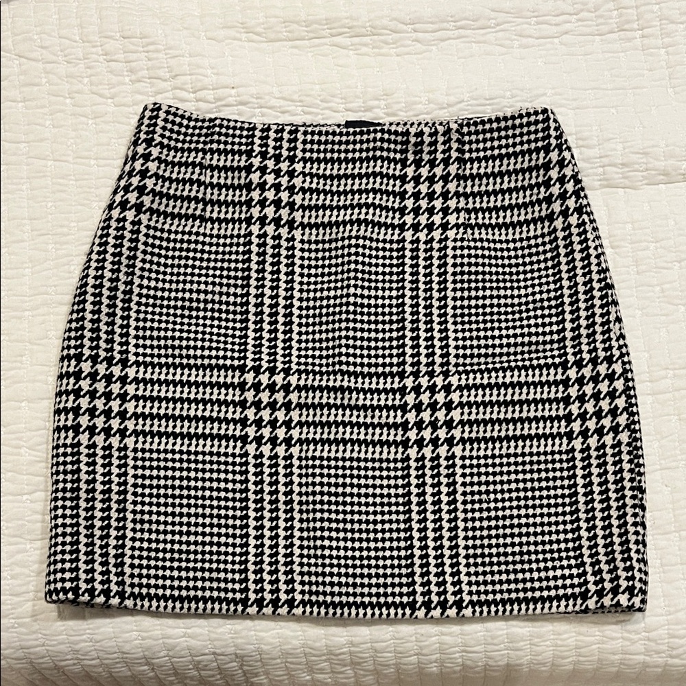 H&M Black and White Plaid Wool Skirt